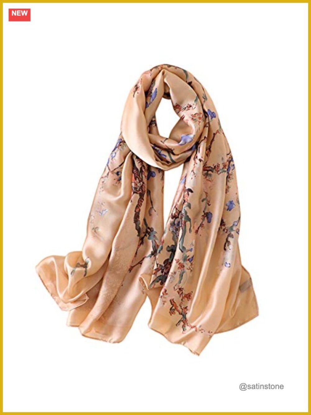 100% Mulberry Silk Scarf Long Lightweight Shawl Wrap 70x35